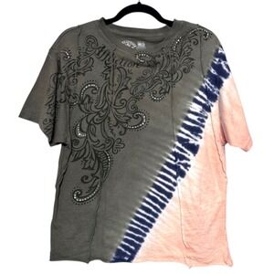 Y2K Affliction "Live Fast" Rhinestone Tee Women's Size Medium Indie 90s Grunge